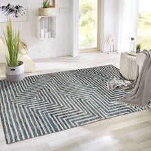 3x5 Blue, Ivory, Color Hand Knotted Afghan Moroccan Wool Modern Oriental Rug