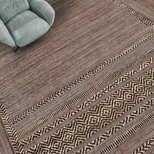 LoomBloom 3'x5' Brown Hand Knotted Afghan Moroccan Tribal Geometric Wool Oriental Area Rug