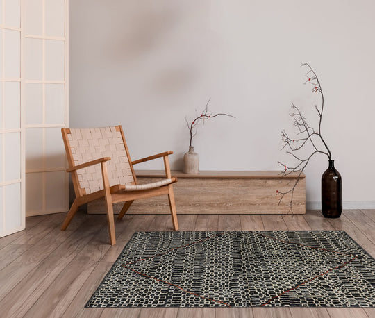 LoomBloom 3'x5' Charcoal Hand Knotted Afghan Moroccan Tribal Geometric Wool Oriental Area Rug