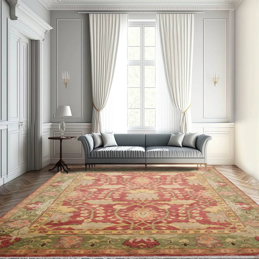 8x10 Raspberry Hand Knotted William Morris Oushak Oriental Area Rug ...