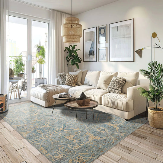 8x10 Blue Hand Knotted Traditional  Wool Oriental Area Rug