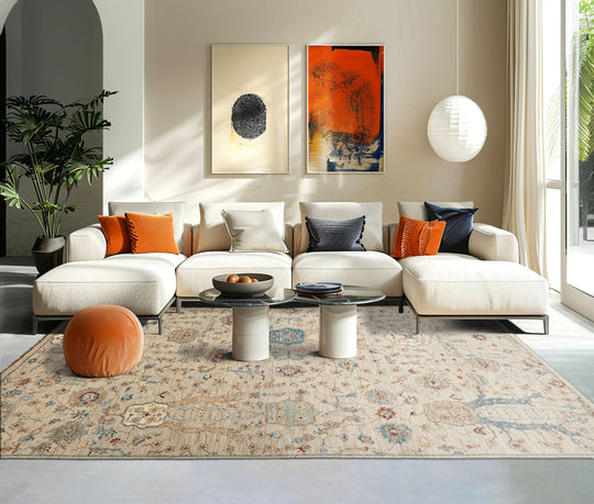 8'x10' Brown Beige Hand Knotted Khyber Traditional Wool Oriental Area Rug