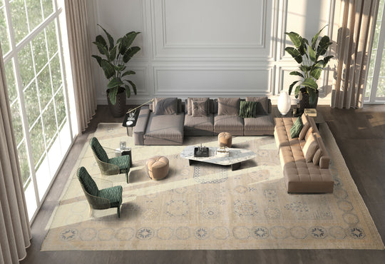 10'x14' Gray Hand Knotted Afghan Oushak Traditional Wool Oriental Area Rug