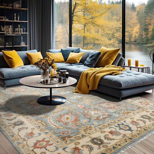 LoomBloom Multi Size Blue Hand Woven Transitional Wool Oriental Area Rug