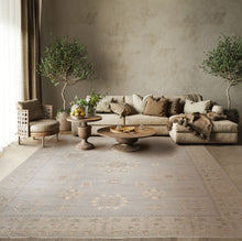 10x14 Gray, Beige, Taupe Color Hand Knotted Afghan Oushak Wool Traditional Oriental Rug