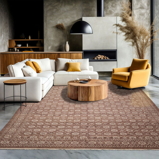 9'x12' Brown Hand Knotted Antique Reproduction Traditional Wool Oriental Area Rug