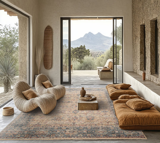 LoomBloom 8'x10' Beige Hand Knotted Traditional Distressed Wool Oriental Area Rug