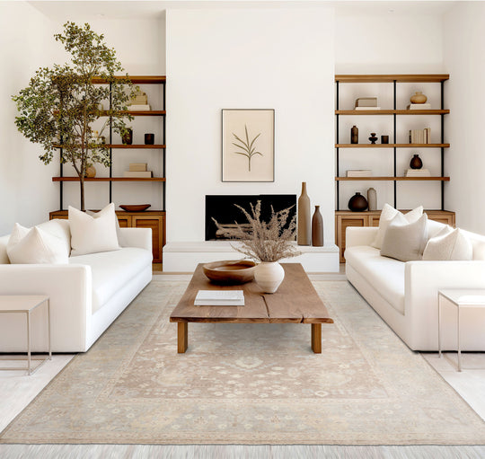 LoomBloom 8'x10' Brown Hand Knotted Afghan Oushak Traditional All-Over Wool Oriental Area Rug