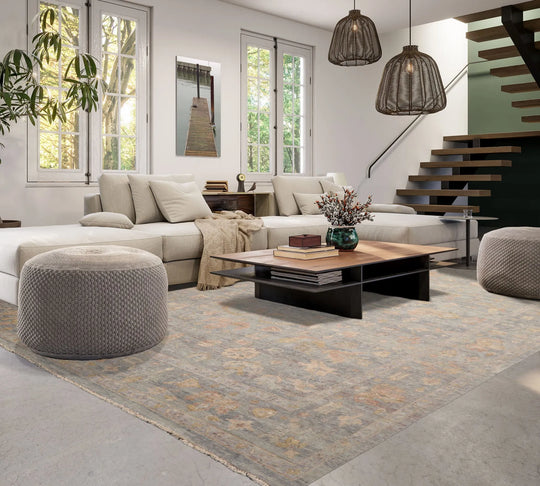 9x12 Gray Hand Knotted Traditional Afghan Oushak Wool Oriental Area Rug