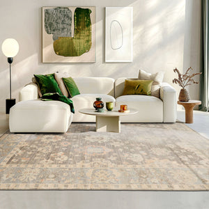 9x12 Brown, Slate, Peach Color Hand Knotted Afghan Oushak Wool Traditional Oriental Rug