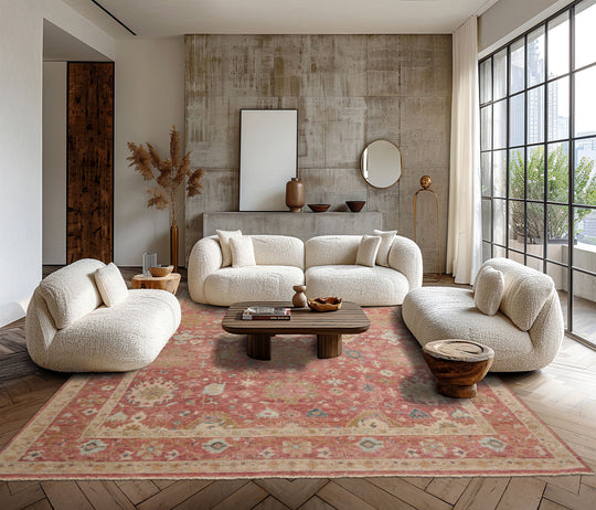 LoomBloom 8'x10' Rose Hand Knotted Traditional Distressed Wool Oriental Area Rug