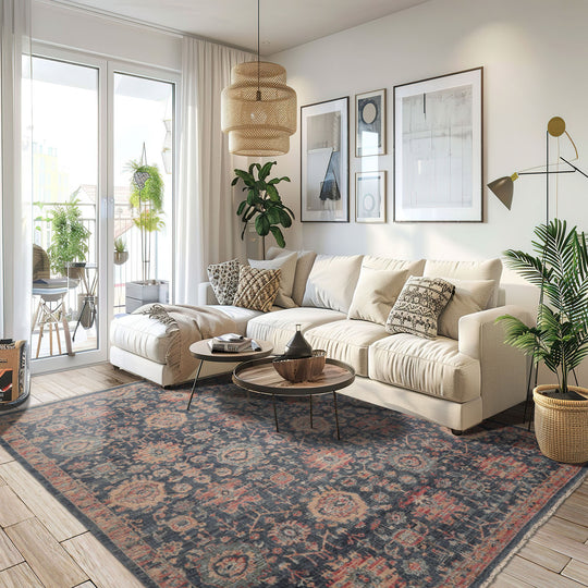 LoomBloom 8'x10' Slate Hand Knotted Traditional Distressed Wool Oriental Area Rug