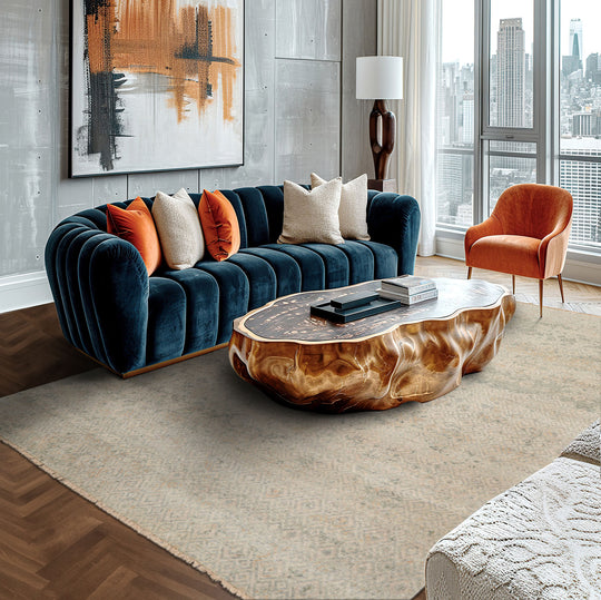 LoomBloom 8'x10' Gray Hand Knotted Afghan Oushak Traditional Oushak Wool Oriental Area Rug