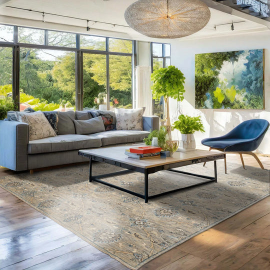 6x9 Gray Hand Knotted Traditional Wool Oriental Area Rug