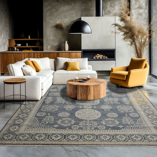 LoomBloom 8'x10' Slate Hand Knotted Afghan Oushak Traditional Oushak Wool Oriental Area Rug