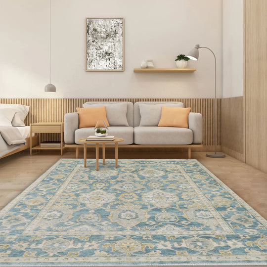 9x12 Aqua Hand Knotted Traditional Turkish Oushak 100% Wool Oriental Area Rug