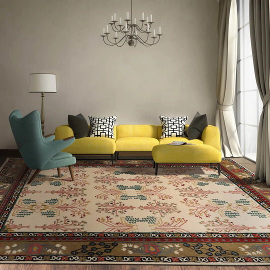 Multi Sizes Hand Tufted Hand Made 100% Wool Transitional Oriental Area Rug Olive Green, Wine Color