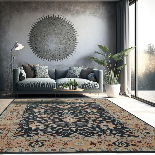 8x10 Hand Tufted Hand Made 100% Wool  Modern & Contemporary  Oriental Area Rug Blue,Peach Color