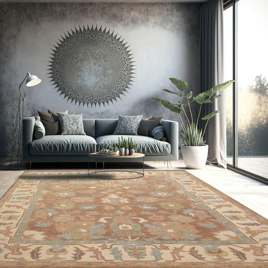 8x10 Hand Tufted Hand Made 100% Wool Modern & Contemporary Oriental Area Rug Brown, Ivory Color