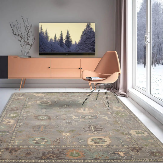 8x10 Hand Tufted Hand Made 100% Wool Modern & Contemporary Oriental Area Rug Silver Gray, Ivory Color