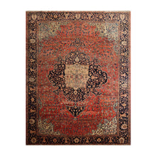 9x12 Rose, Midnight Blue Hand Knotted 100% Wool Ferahan Traditional Oriental Area Rug