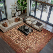 10x14 Beige, Rust Hand Knotted 100% Wool Mahal Antique Traditional Oriental Area Rug
