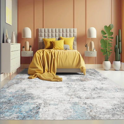 Multi Size Beige Machine Made Contemporary/Abstract washable Polyester Oriental Area Rug - Oriental Rug Of Houston