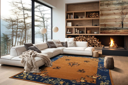 LoomBloom Multi Sizes Camel Hand Tufted  Chinese Art Deco New Zealand Wool Oriental Area Rug