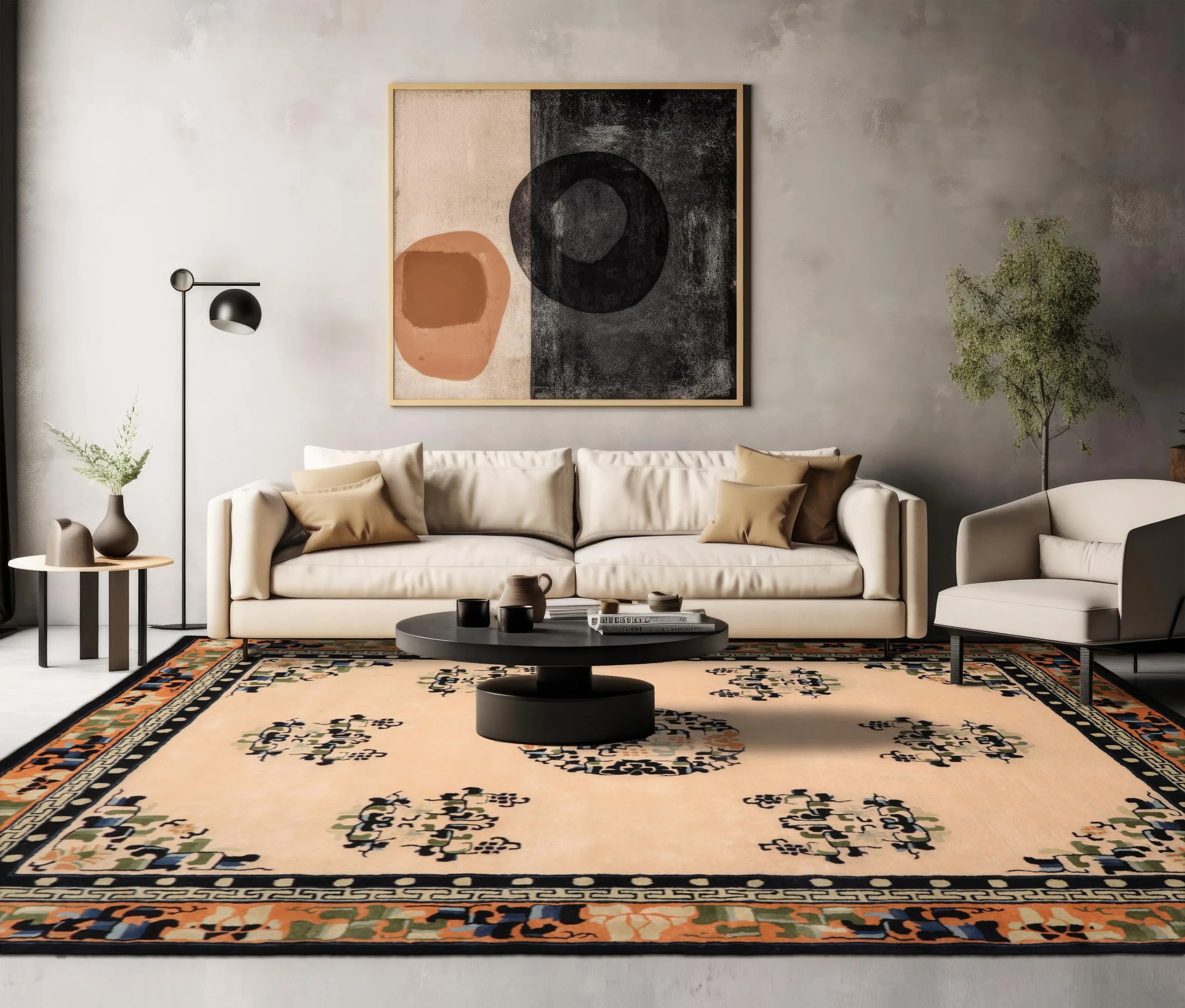 Extra Large Chinese Rug Multi Sizes Multi Color Hand Tufted Chinese Art Deco New Zealand Wool ...