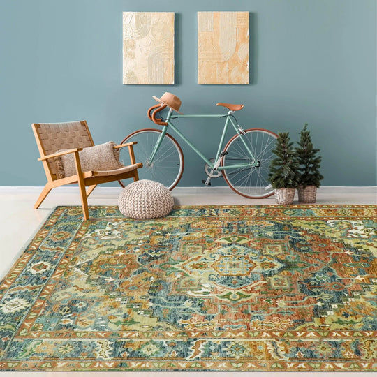 Multi Size Rust Hand Knotted Traditional Oushak Turkish 100% Wool Oriental Area Rug