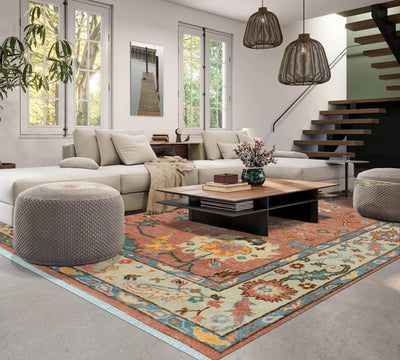 LoomBloom 8x10 Rust Hand Knotted Arts & Crafts Oushak Wool Oriental Area Rug