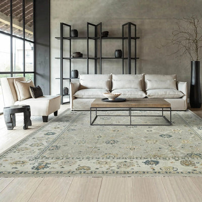 Multi Size Gray Hand Knotted Traditional Oushak Wool Oriental Area Rug - Oriental Rug Of Houston