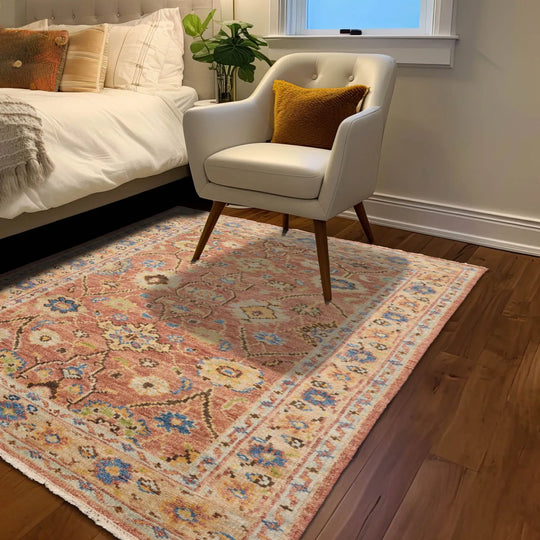 LoomBloom 5x7 Rust Wool Traditional Turkish Oushak Hand Knotted Oriental Rug