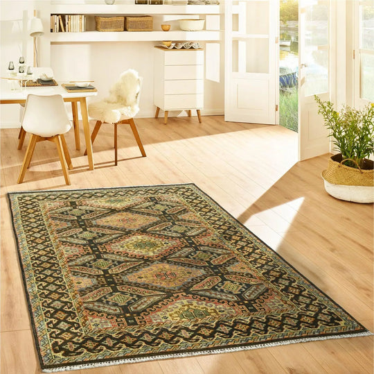 LoomBloom 5' 6'' x8' 8'' Gold Hand Knotted Transitional Oushak Wool Oriental Area Rug