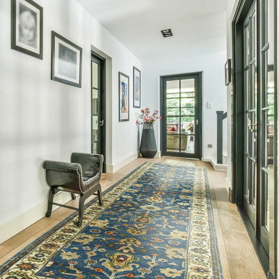 LoomBloom 2' 6'' x11' 11'' Blue Hand Knotted Traditional Oushak Wool Oriental Area Rug - Oriental Rug Of Houston