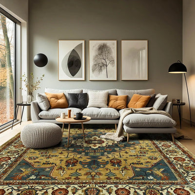 LoomBloom 7' 9'' x9' 10'' Gold Hand Knotted Traditional Oushak Wool Oriental Area Rug - Oriental Rug Of Houston