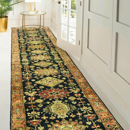 LoomBloom 2' 7'' x11' 10'' Black Hand Knotted Traditional Oushak Wool Oriental Area Rug