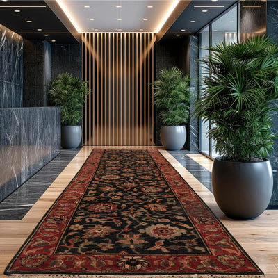 LoomBloom 2' 9'' x10' 11'' Black Hand Knotted Traditional Oushak Wool Oriental Area Rug - Oriental Rug Of Houston
