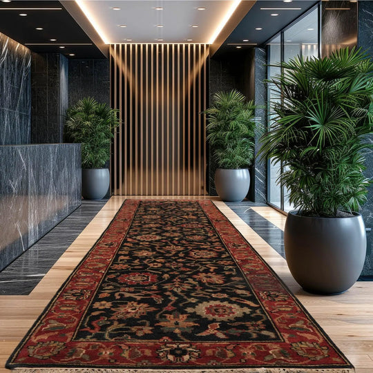LoomBloom 2' 9'' x10' 11'' Black Hand Knotted Traditional Oushak Wool Oriental Area Rug