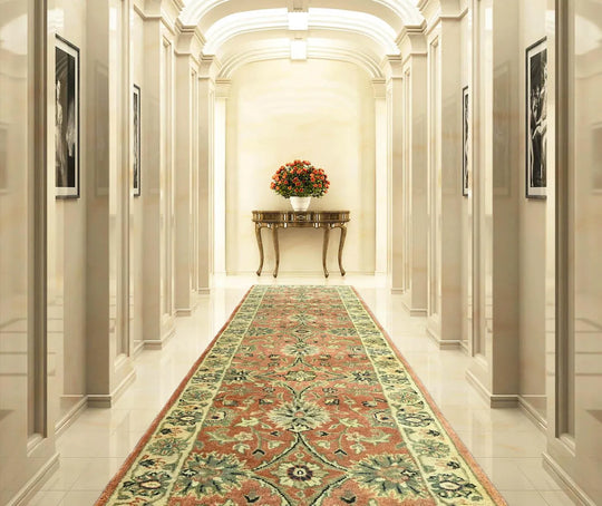 LoomBloom 2' 7'' x10' Peach Hand Knotted Traditional Oushak Wool Oriental Area Rug