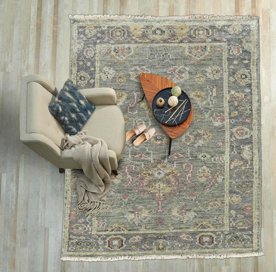 LoomBloom 3' 3'' x5' 5'' Moss Hand Knotted Traditional Oushak Wool Oriental Area Rug