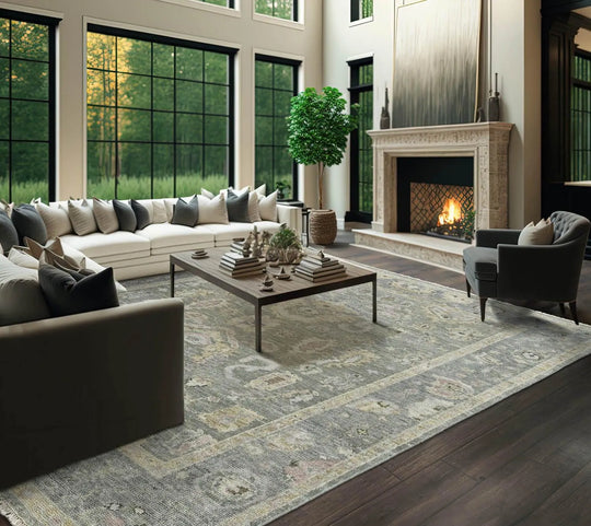 Multi Size Moss Hand Knotted Traditional Oushak Wool Oriental Area Rug