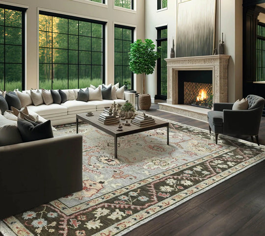 Multi Size Moss Hand Knotted Traditional Oushak Wool Oriental Area Rug