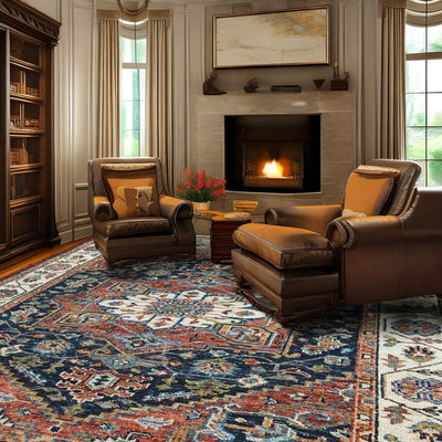 Multi Size Navy Hand Knotted Traditional Oushak Wool Oriental Area Rug - Oriental Rug Of Houston
