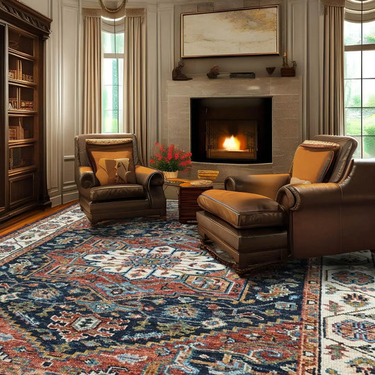 Multi Size Navy Hand Knotted Traditional Oushak Wool Oriental Area Rug