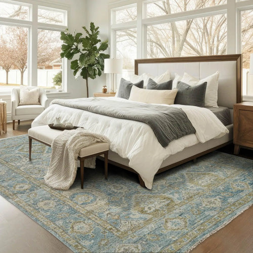 Multi Size Aqua Hand Knotted Traditional Oushak Wool Oriental Area Rug - Oriental Rug Of Houston