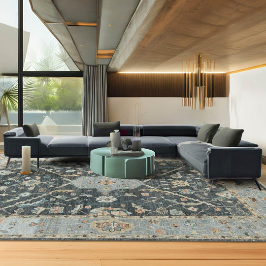 LoomBloom 8'7''x11'7" Slate Hand Knotted Traditional Oushak Wool Oriental Area Rug