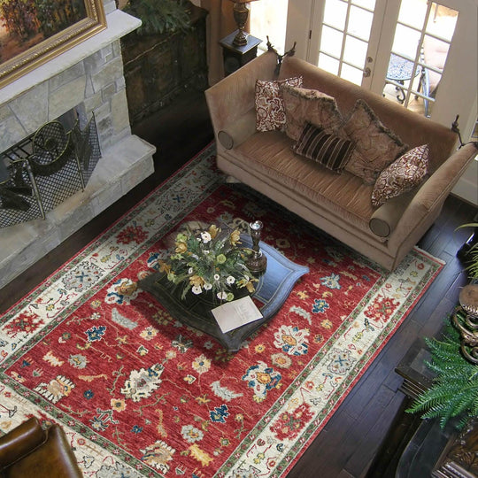 LoomBloom 8'2''x10'1" Coral Hand Knotted Arts & Crafts/Mission Oushak Wool Oriental Area Rug