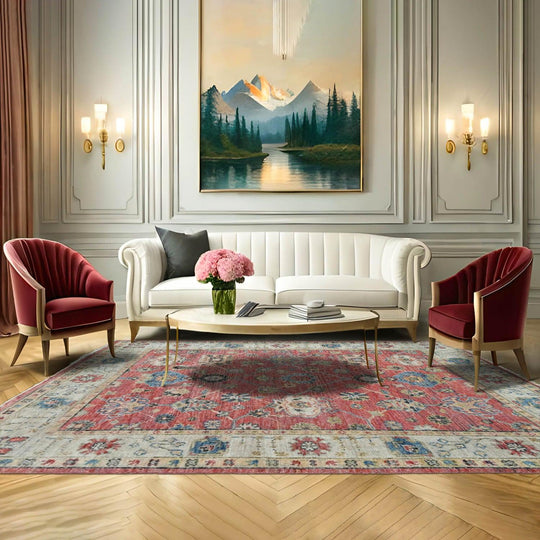 LoomBloom 7'8''x9'10" Antique Rose Hand Knotted Arts & Crafts/Mission Oushak Wool Oriental Area Rug