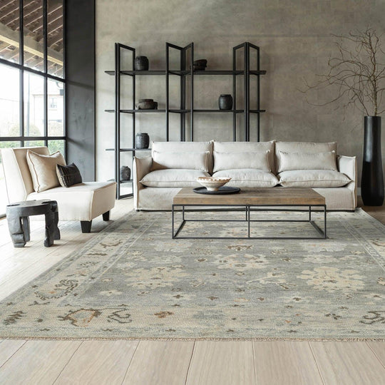 LoomBloom 7'6''x9'10" Gray Hand Knotted Traditional Oushak Wool Oriental Area Rug